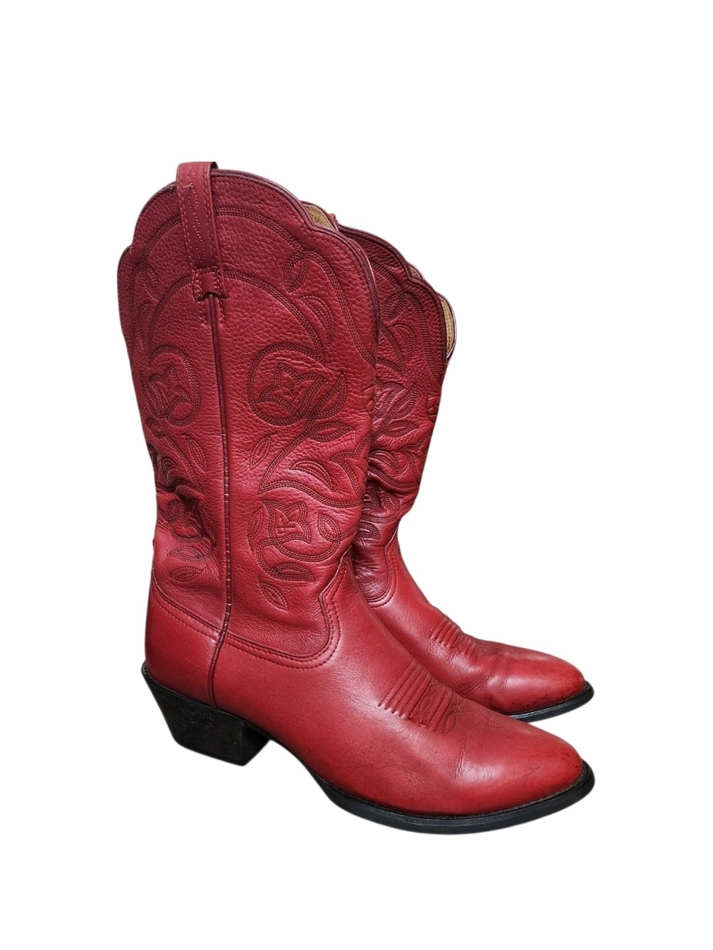 Ariat 15761 Red Cowboy Boots Women Size 8.5B Floral Embroidered Western Cowgirl - Picture 11 of 16